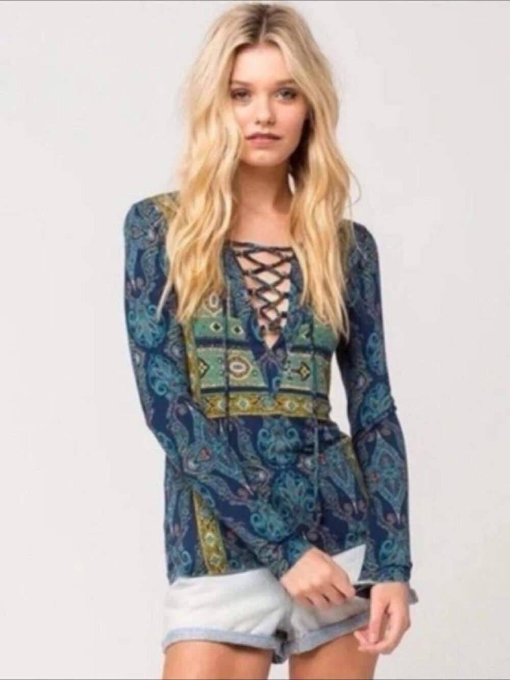 Free People Aloha Lace-Up Top Size M ASO Riley Matthews Girl Meets World